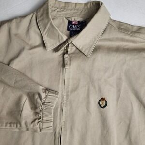 Chaps Ralph Lauren Men's Large Jacket Full Zip Collared Embroidered Logo Beige
